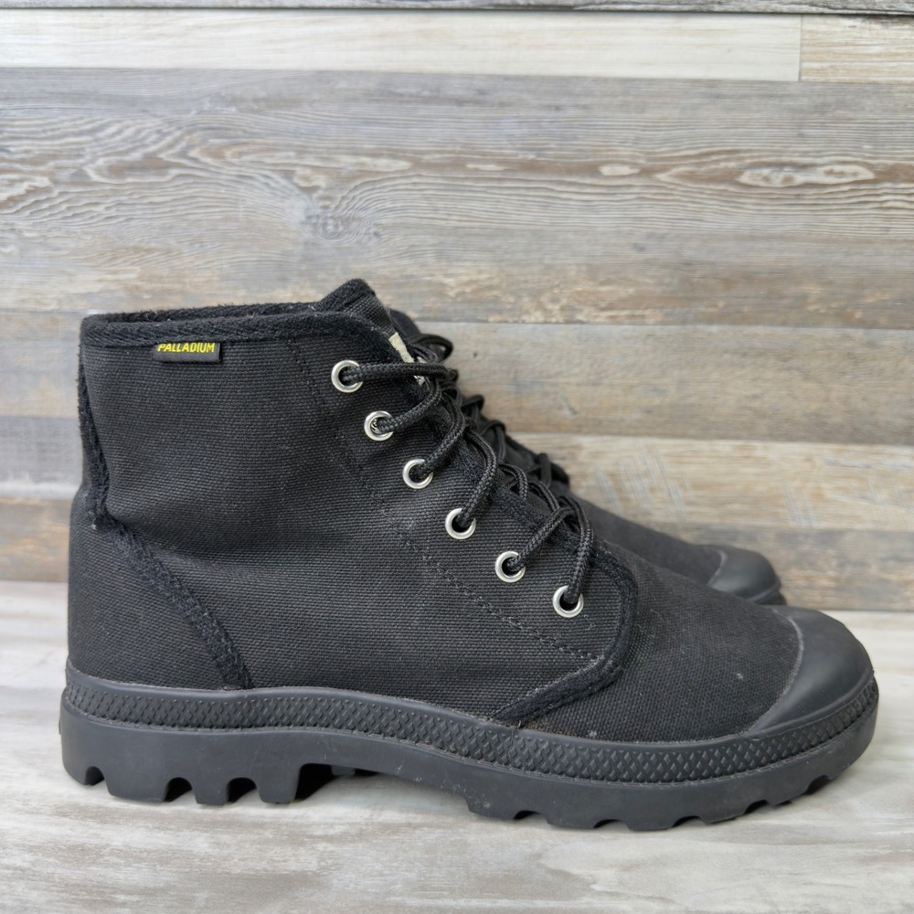 Palladium Pampa Hi Mens Size 9 Chukka Boots High Top Triple Black Canvas